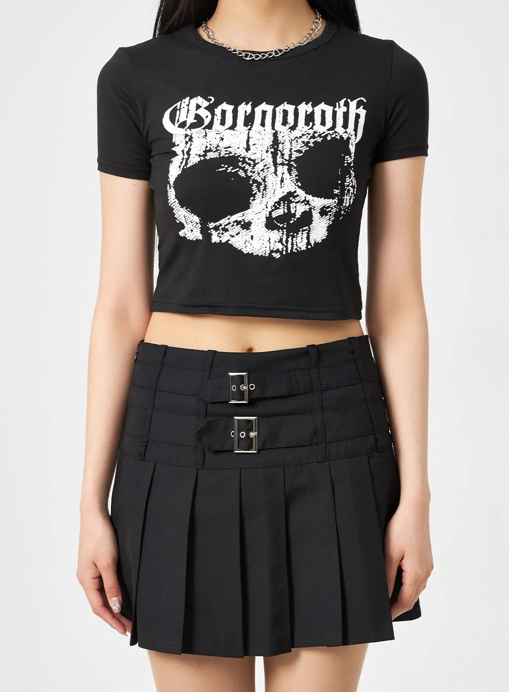 Skull Graphic Cropped Tee BA311