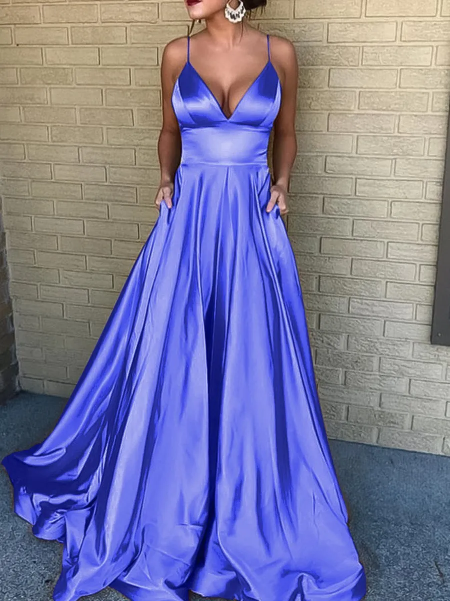 Sleeveless Suspenders V-neck Sexy Ball Gown