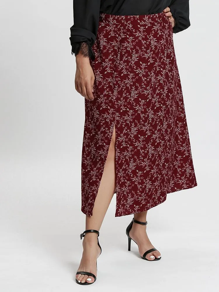 Split Hem Floral Skirt