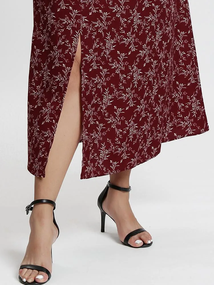 Split Hem Floral Skirt