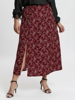 Split Hem Floral Skirt