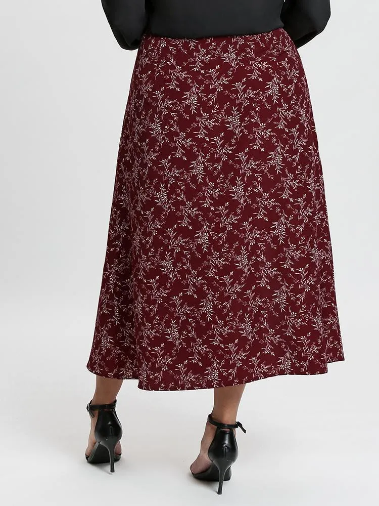 Split Hem Floral Skirt