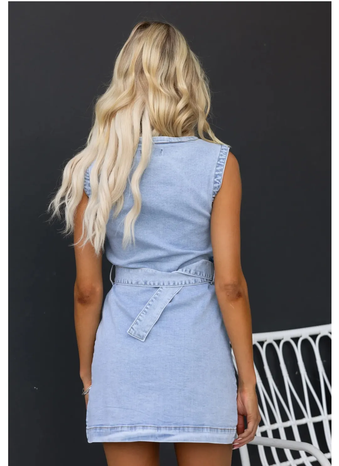 Spring Summer Casual Slim Denim Sleeveless Dress Women Clothing