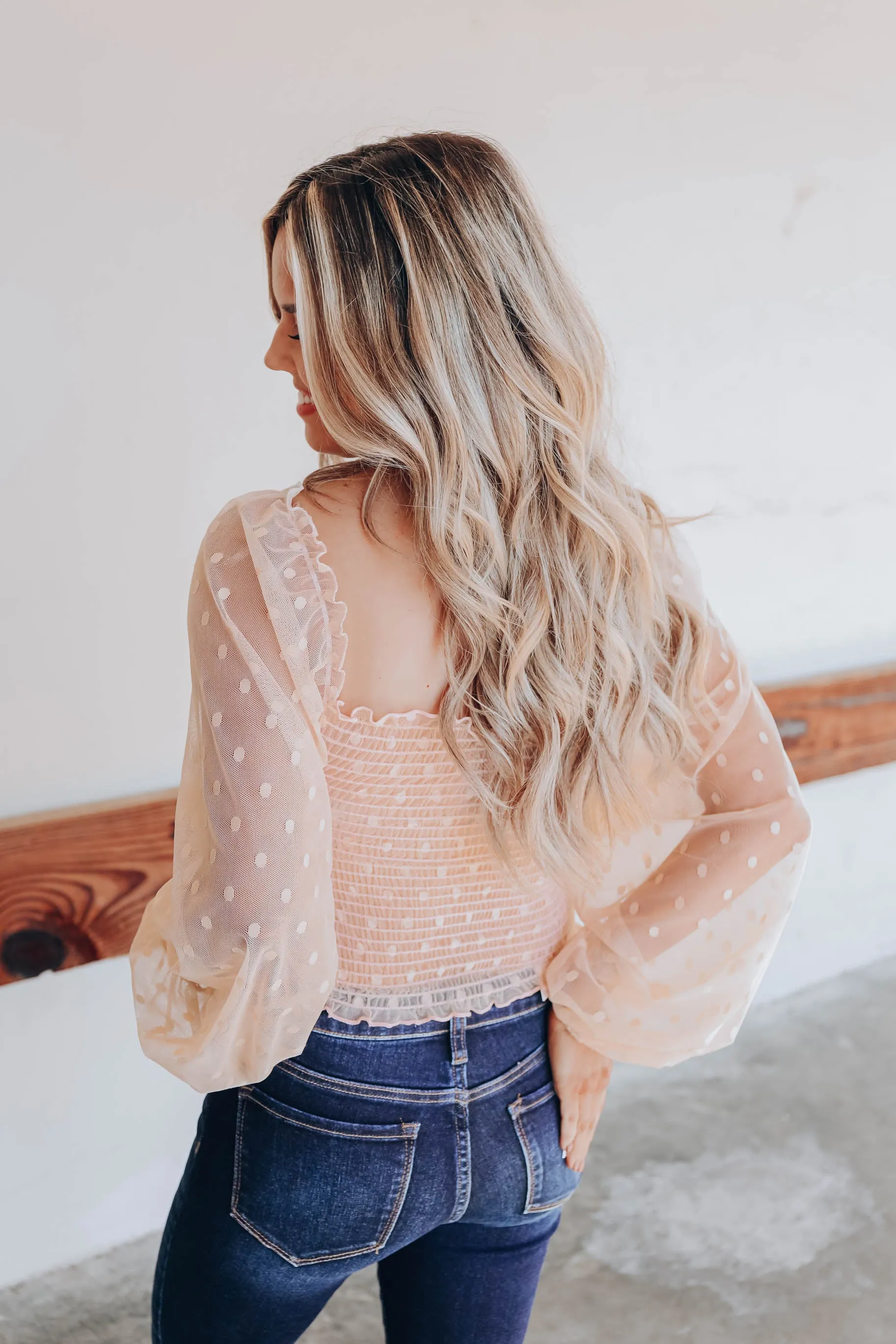 Stevie Smocked Crop Top - Apricot