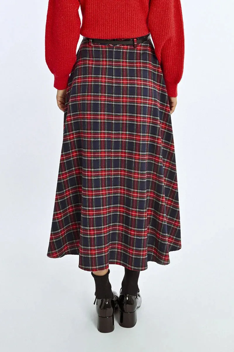 The Glennis Long Plaid Skirt