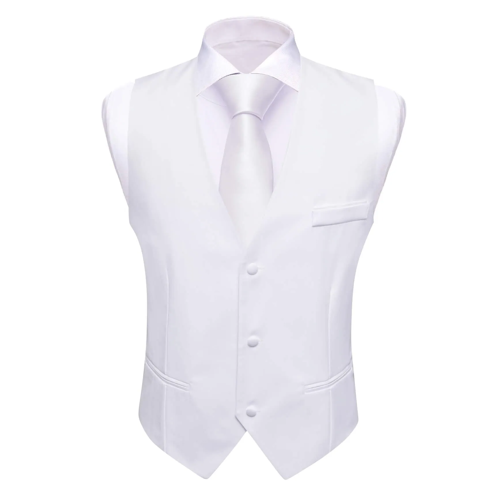 Ties2you Men's Work Vest Ghost White Silk Suit Vest Business Waistcoat