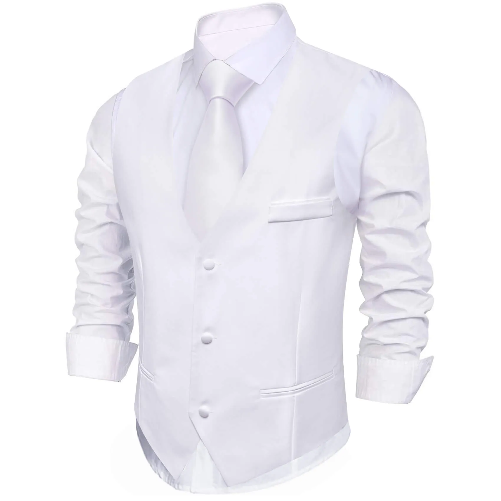 Ties2you Men's Work Vest Ghost White Silk Suit Vest Business Waistcoat