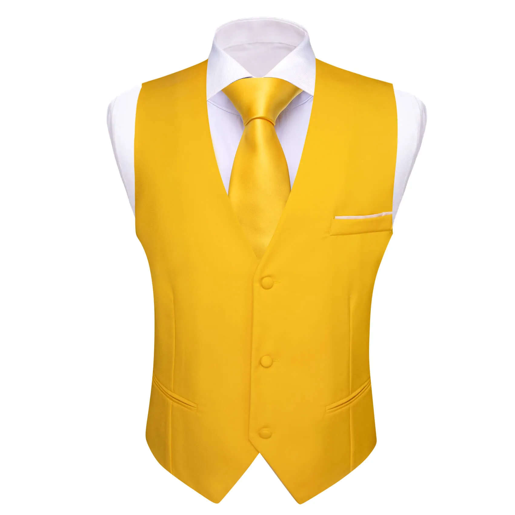 Ties2you Men's Work Vest Latte Yellow Silk Suit Vest for Business