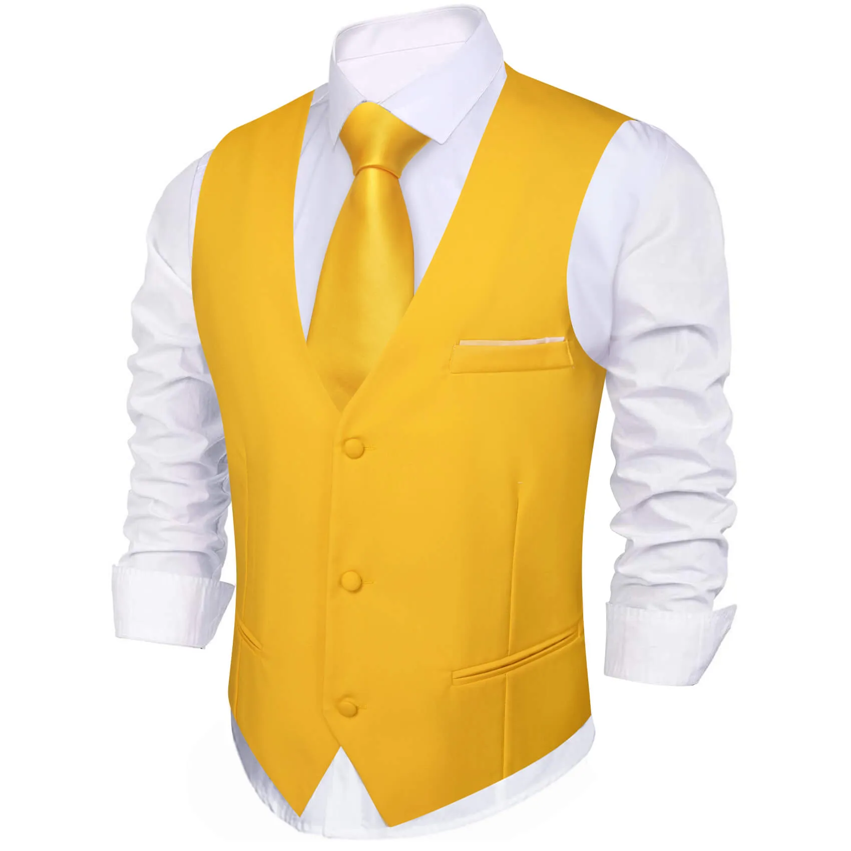 Ties2you Men's Work Vest Latte Yellow Silk Suit Vest for Business