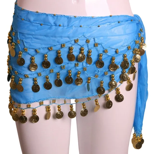 Trendy Three Row Coin Belly Dance Belt Skirt