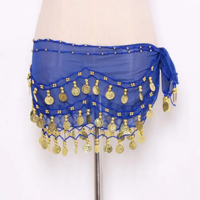 Trendy Three Row Coin Belly Dance Belt Skirt