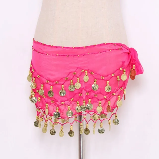 Trendy Three Row Coin Belly Dance Belt Skirt