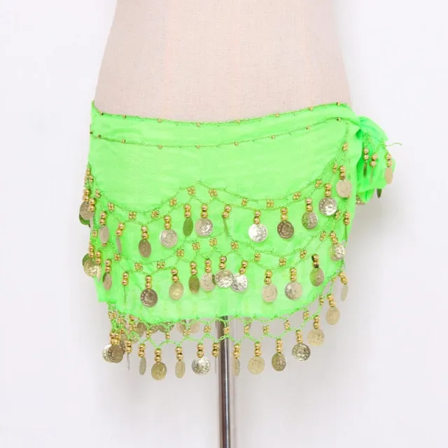 Trendy Three Row Coin Belly Dance Belt Skirt