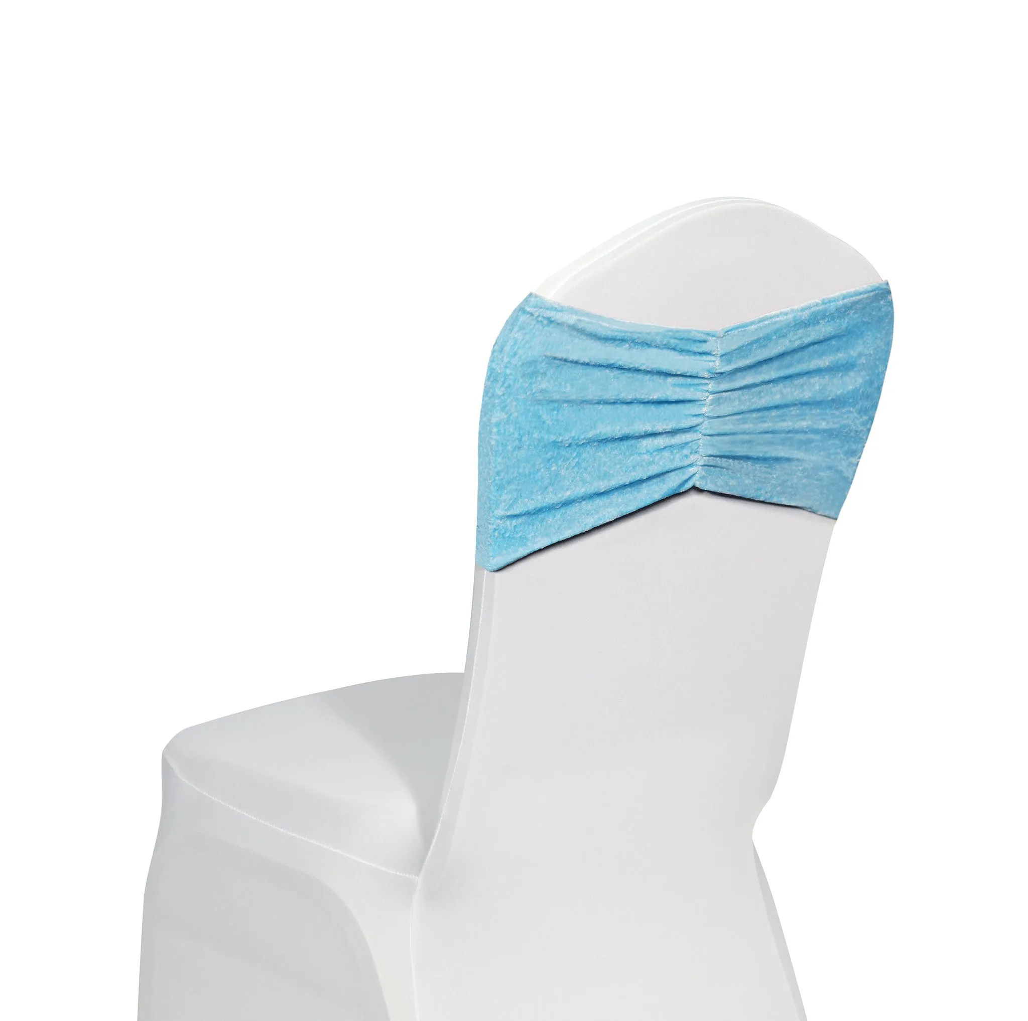 Velvet Ruffle Stretch Chair Band - Baby Blue