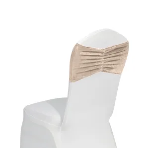 Velvet Ruffle Stretch Chair Band - Beige