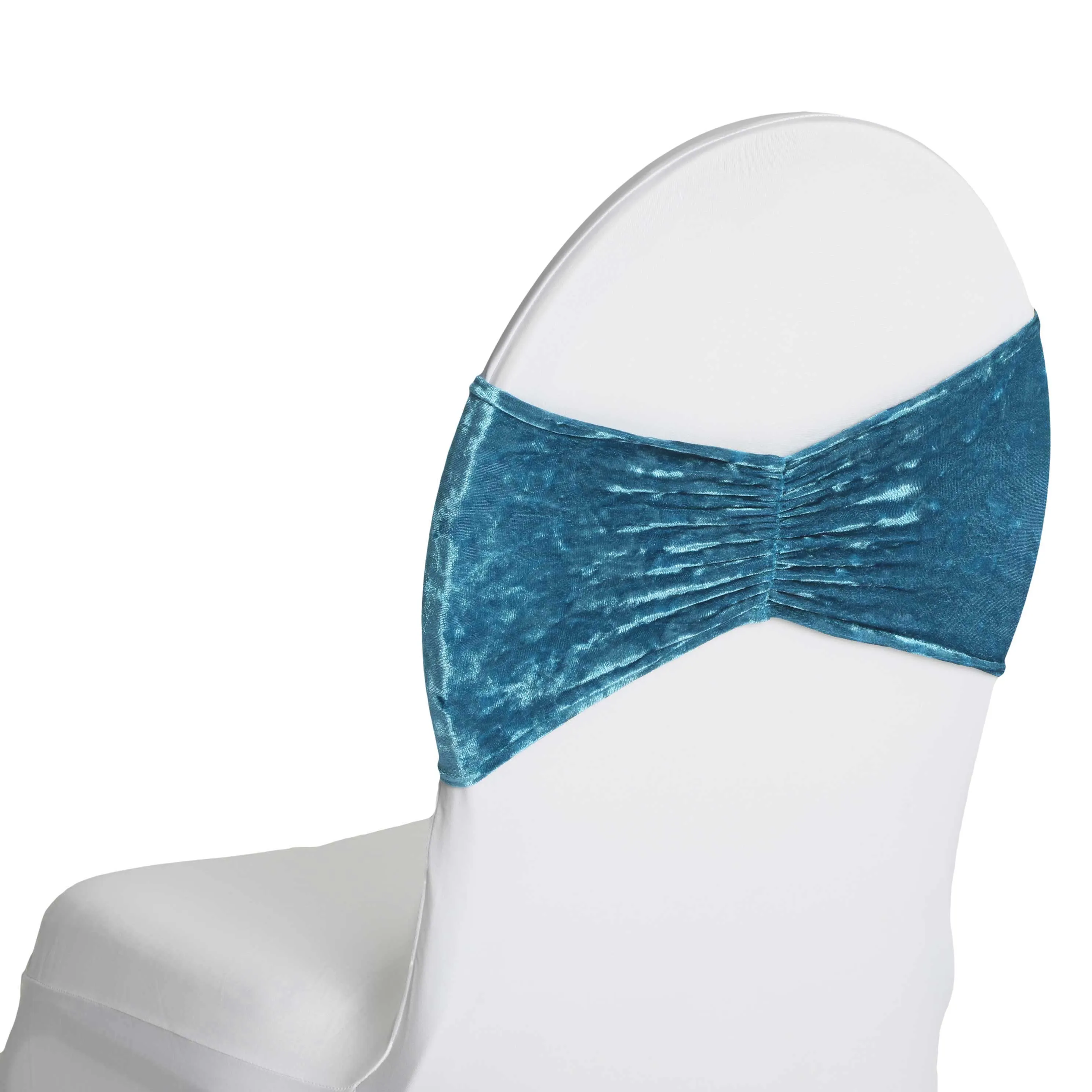 Velvet Ruffle Stretch Chair Band - Dark Teal