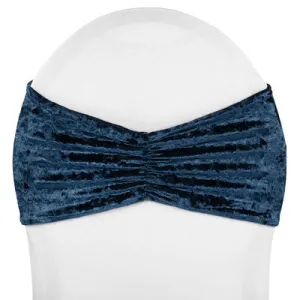 Velvet Ruffle Stretch Chair Band - Navy Blue