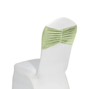 Velvet Ruffle Stretch Chair Band - Sage Green