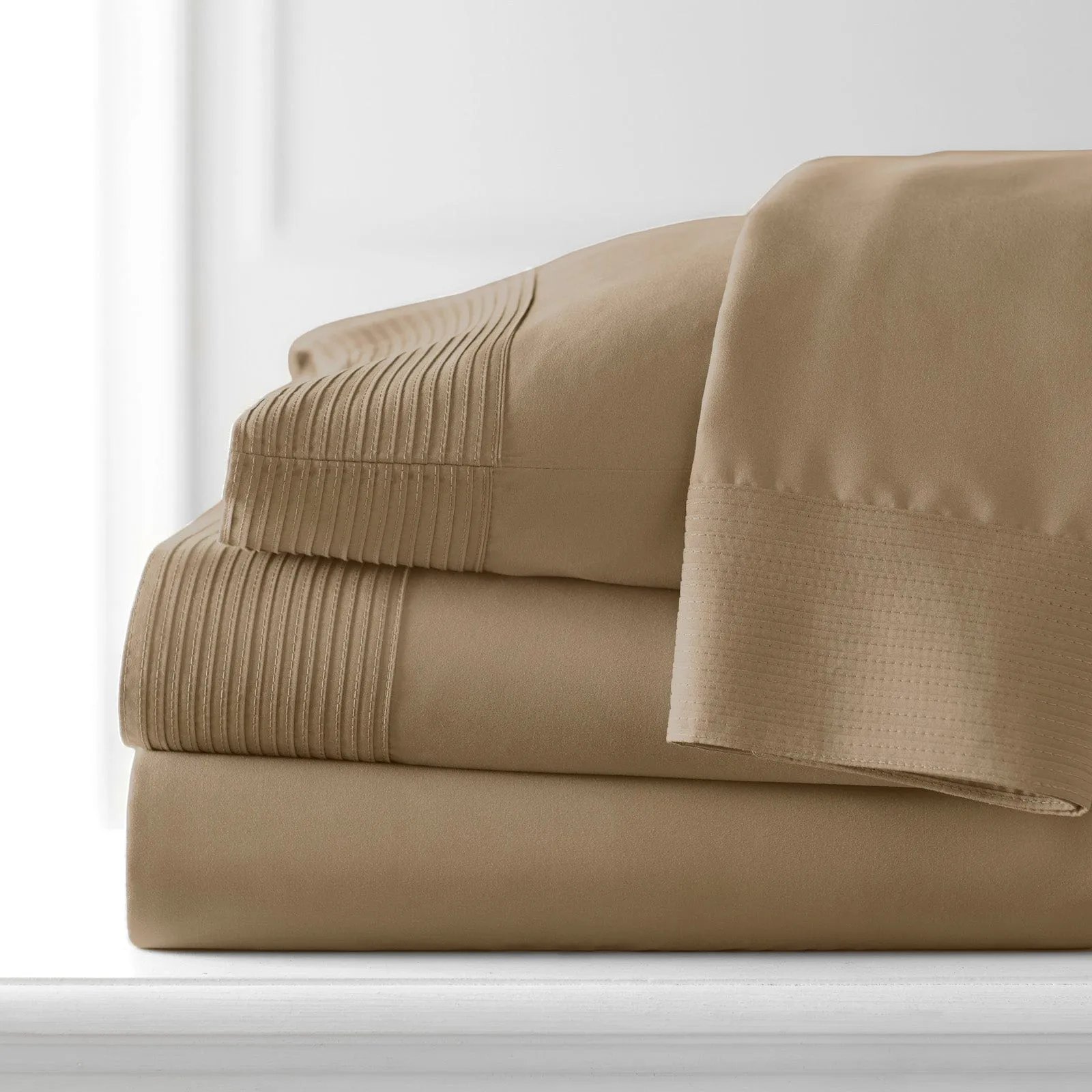 Vilano Extra Deep Pocket Pleated Sheet Set in Earth Tones