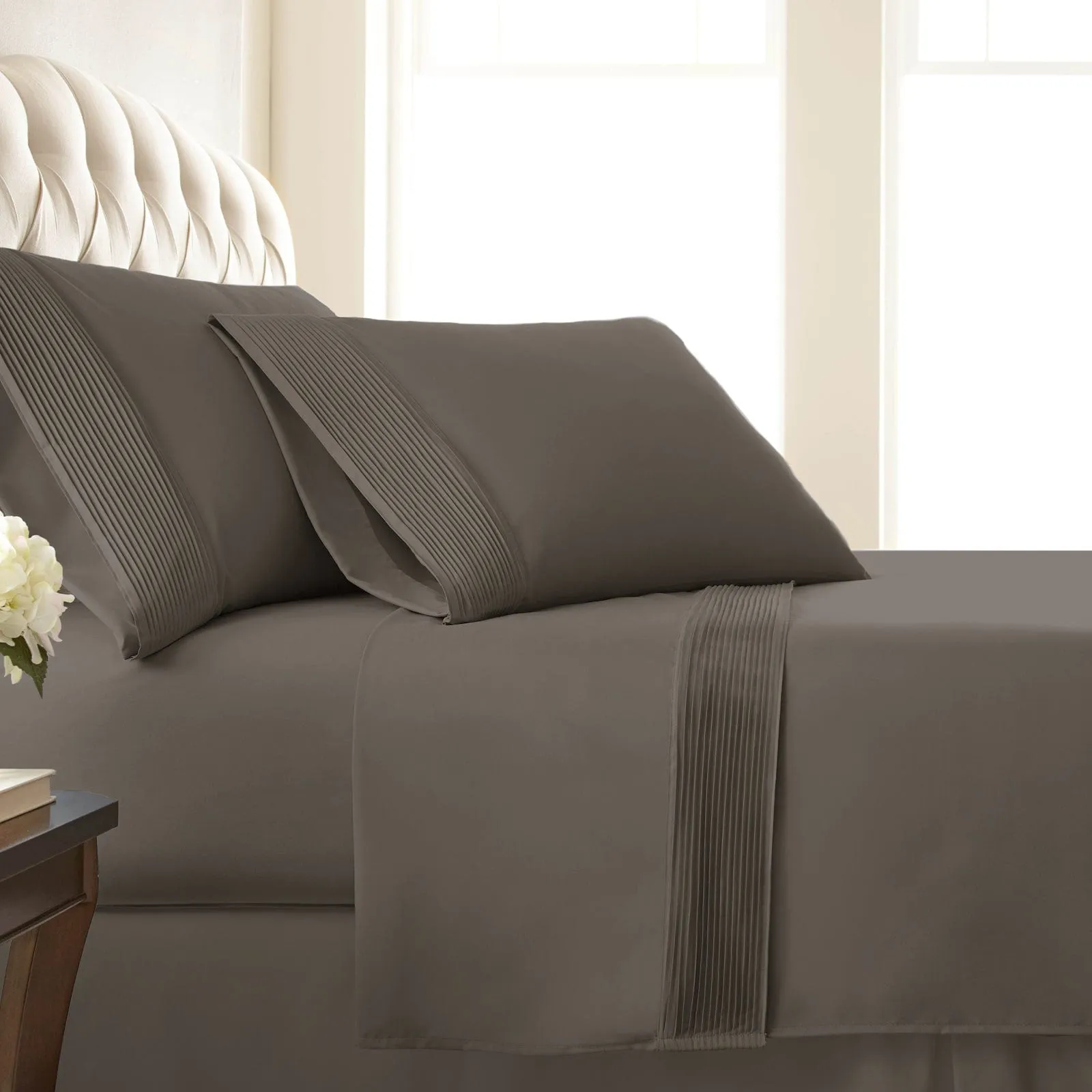 Vilano Extra Deep Pocket Pleated Sheet Set in Earth Tones