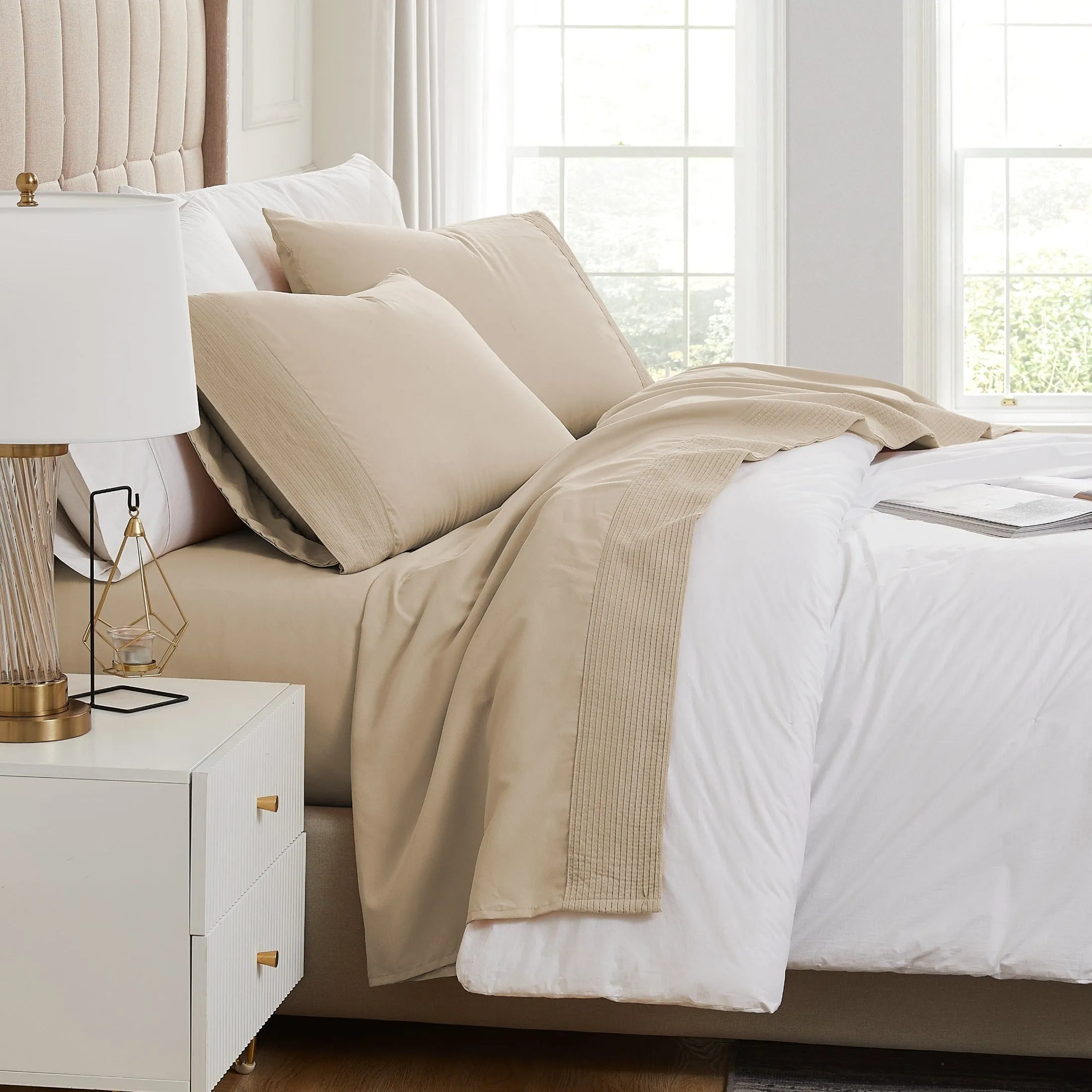 Vilano Extra Deep Pocket Pleated Sheet Set in Earth Tones