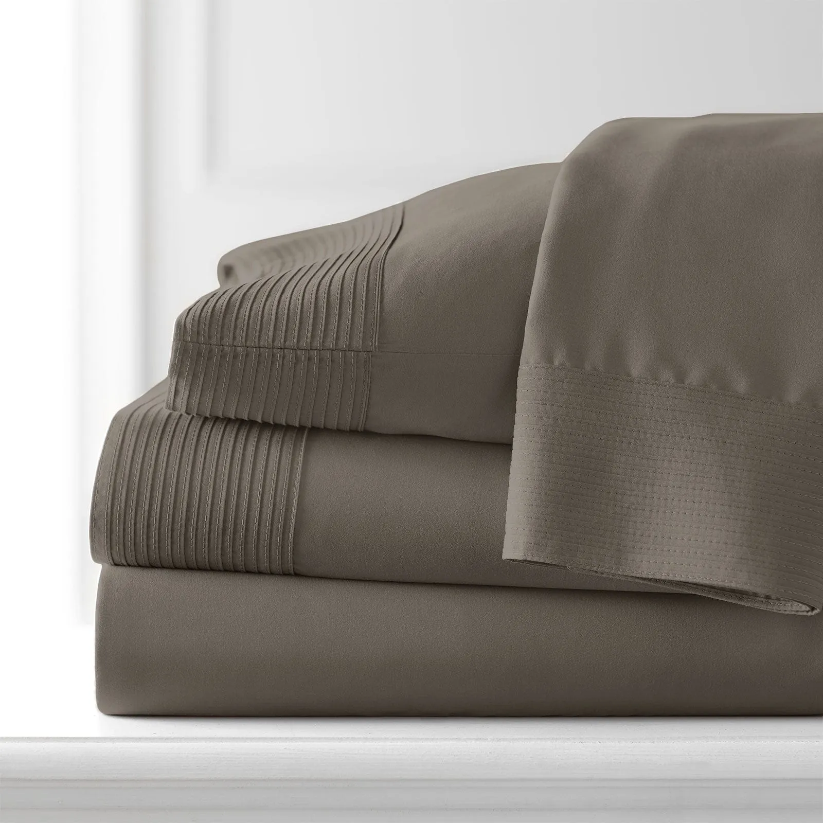 Vilano Extra Deep Pocket Pleated Sheet Set in Earth Tones