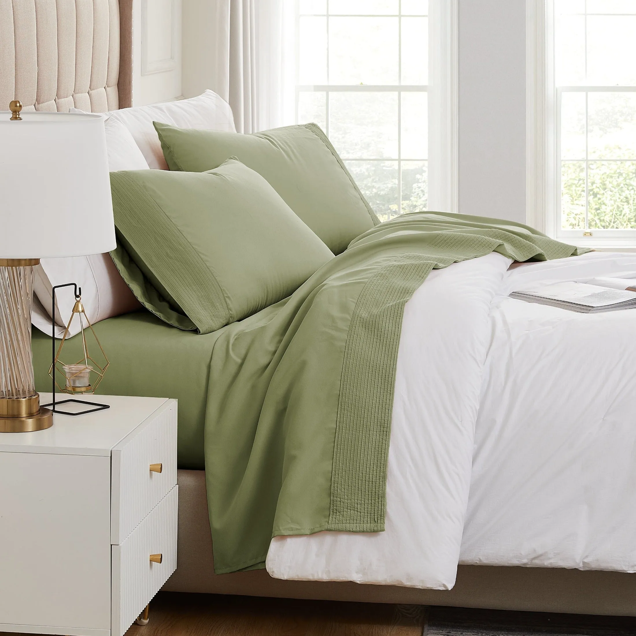 Vilano Extra Deep Pocket Pleated Sheet Set in Earth Tones