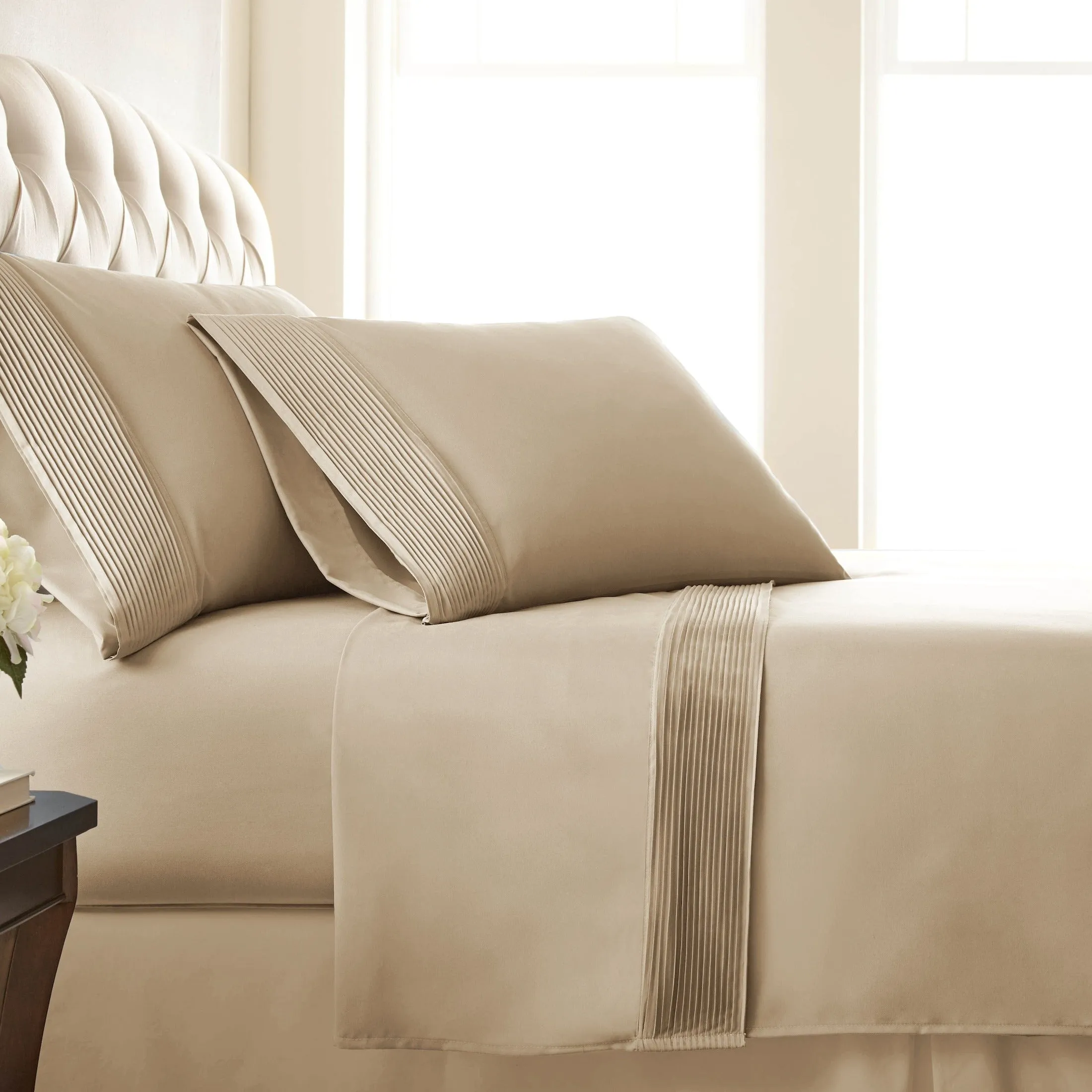 Vilano Extra Deep Pocket Pleated Sheet Set in Earth Tones