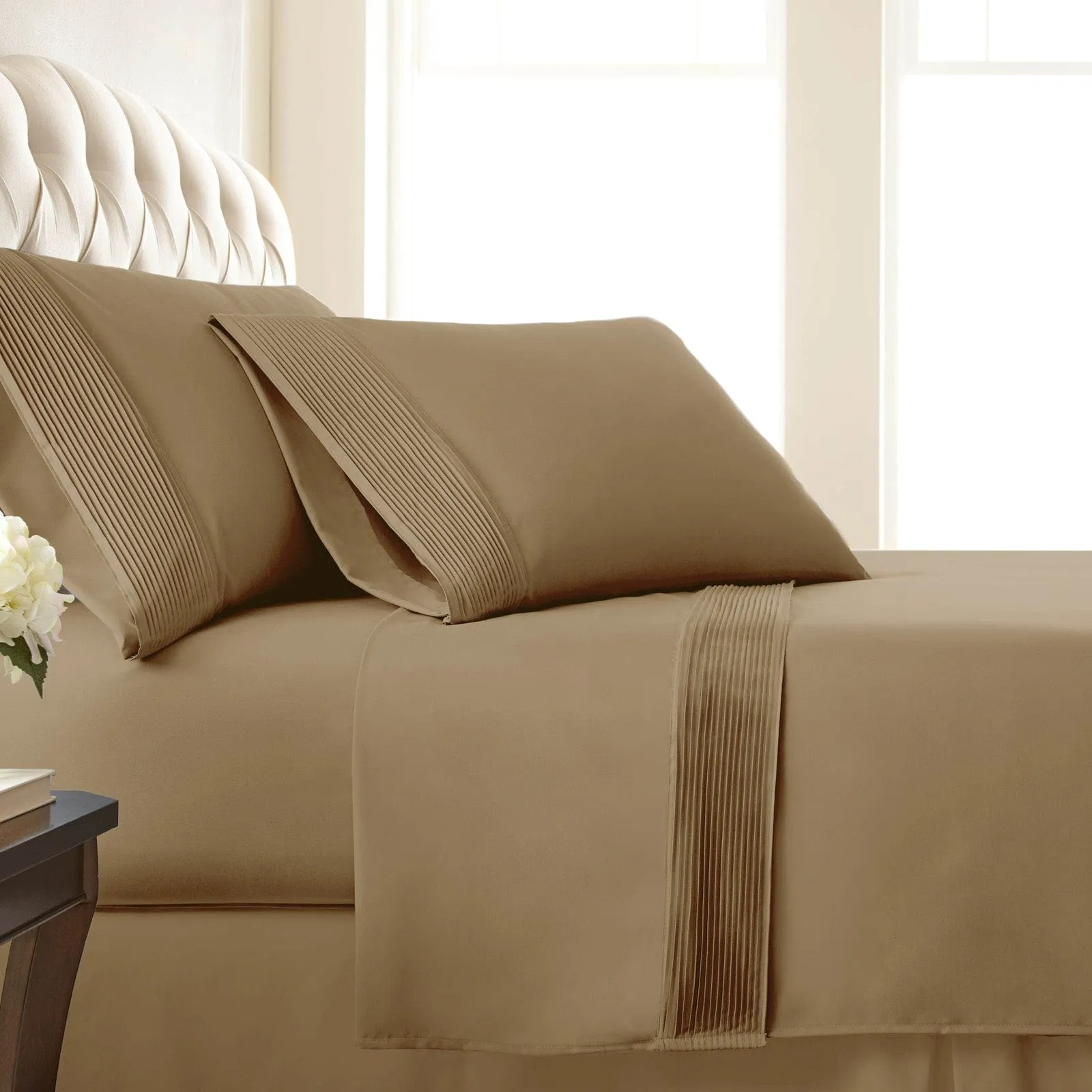 Vilano Extra Deep Pocket Pleated Sheet Set in Earth Tones