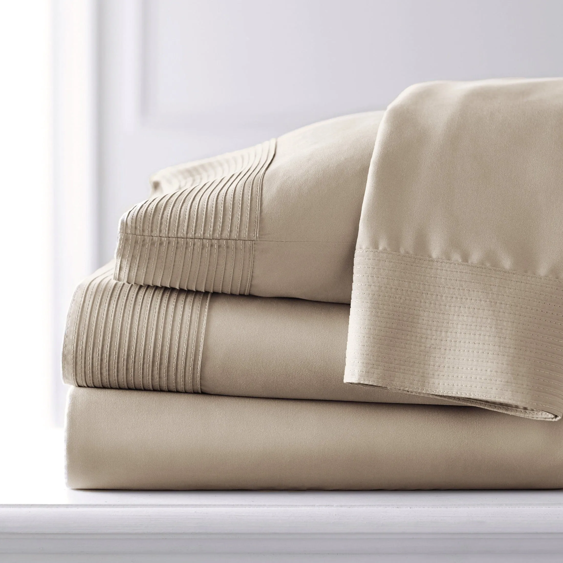 Vilano Extra Deep Pocket Pleated Sheet Set in Earth Tones