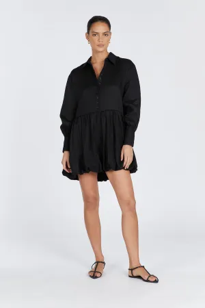 VIOLET BLACK LINEN MINI DRESS