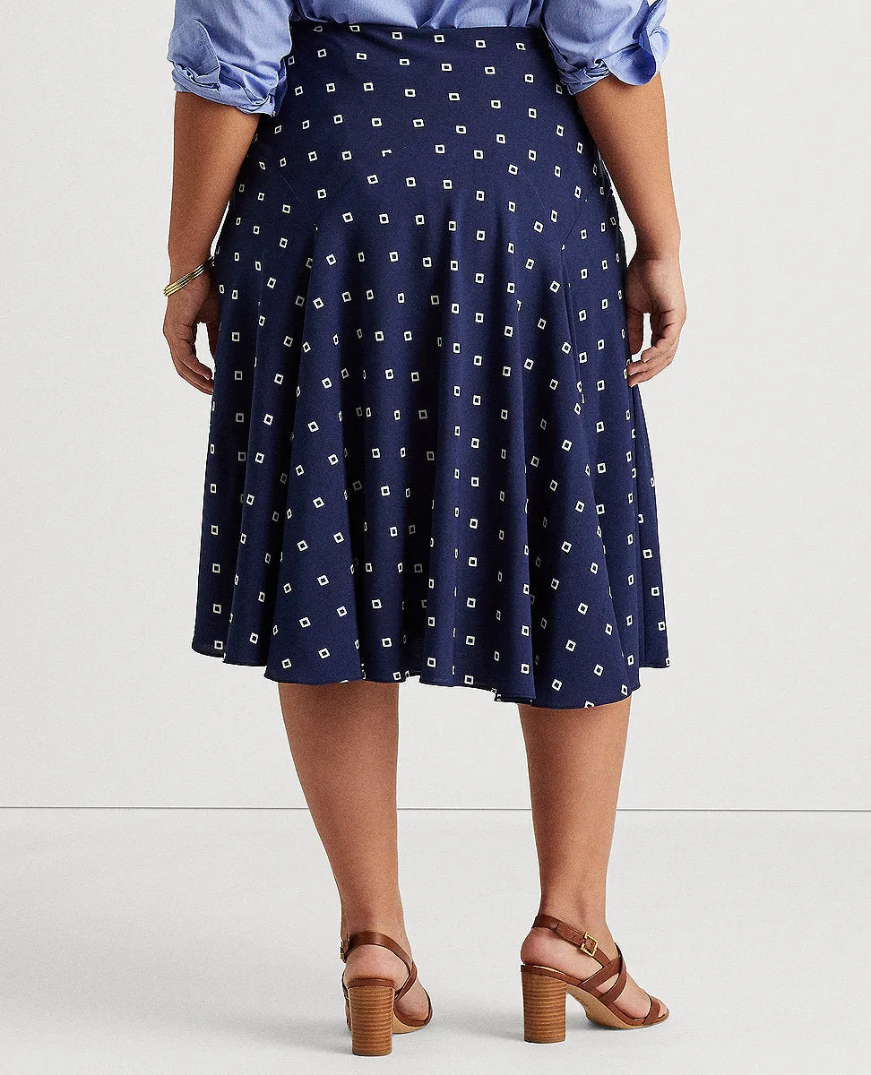 Woman Crepe Peasant Skirt In French Navy/Pale Cream