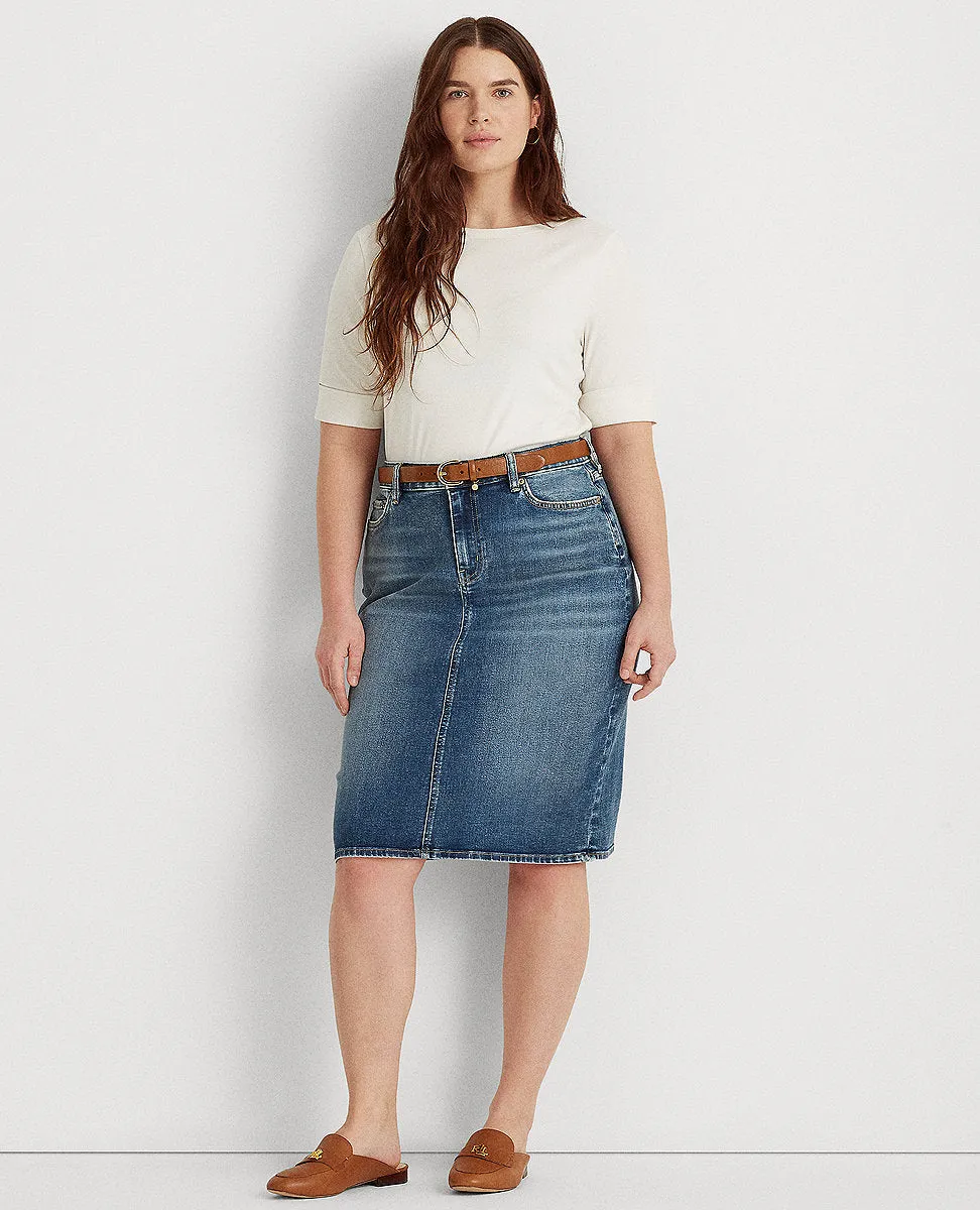 Woman Denim Skirt In Blue Wash