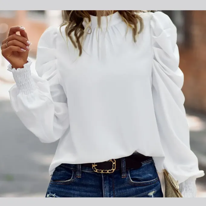 Women's Casual Shirt With Puff Sleeves