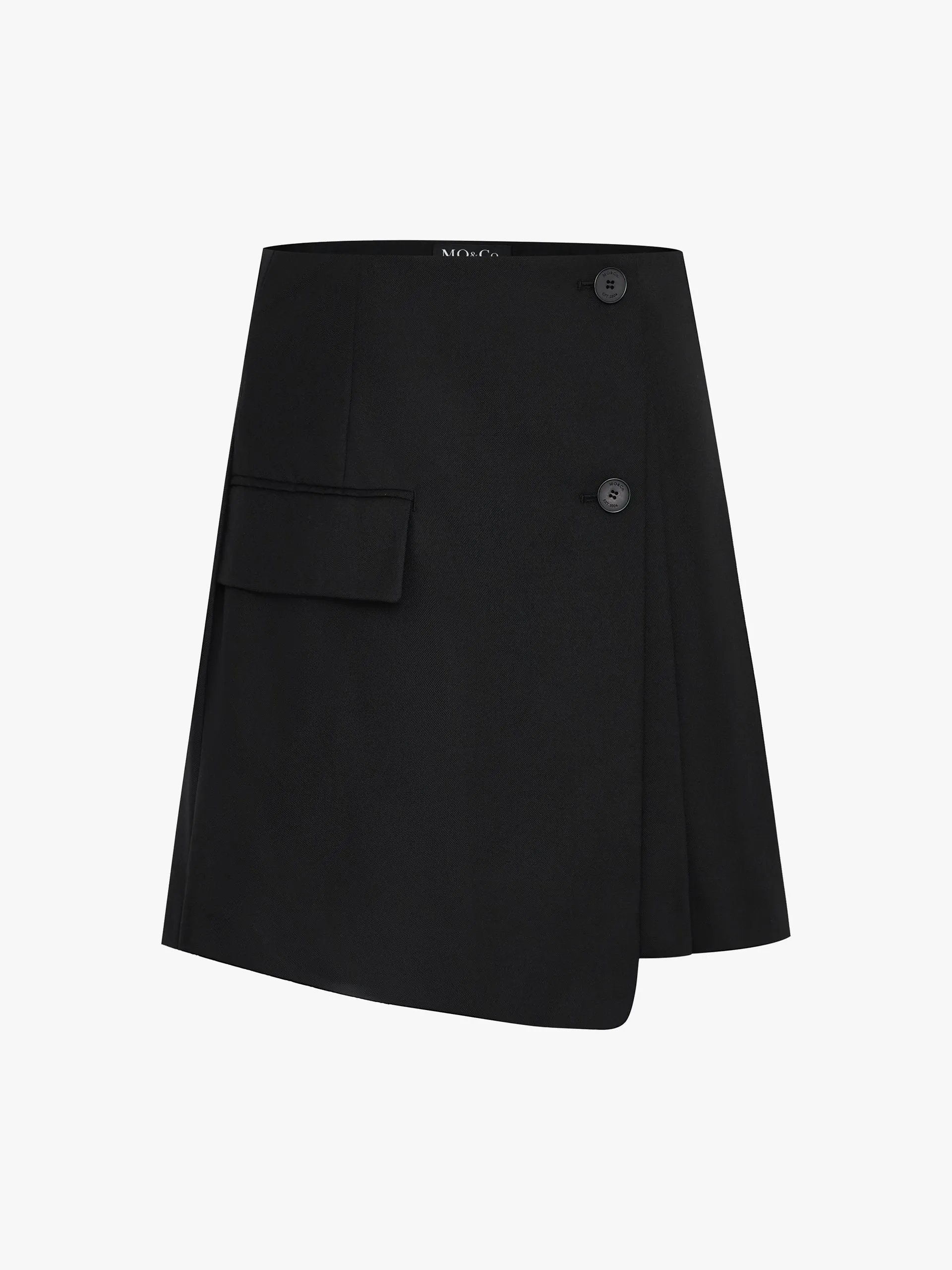 Wool-blend Layered Pleated Suit Skirt